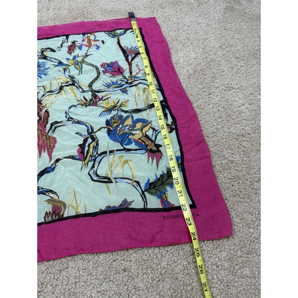 Balenciaga Rosabotanica Silk Floral Square Scarf Multicolor Made in Italy 26x24 - Picture 7 of 7